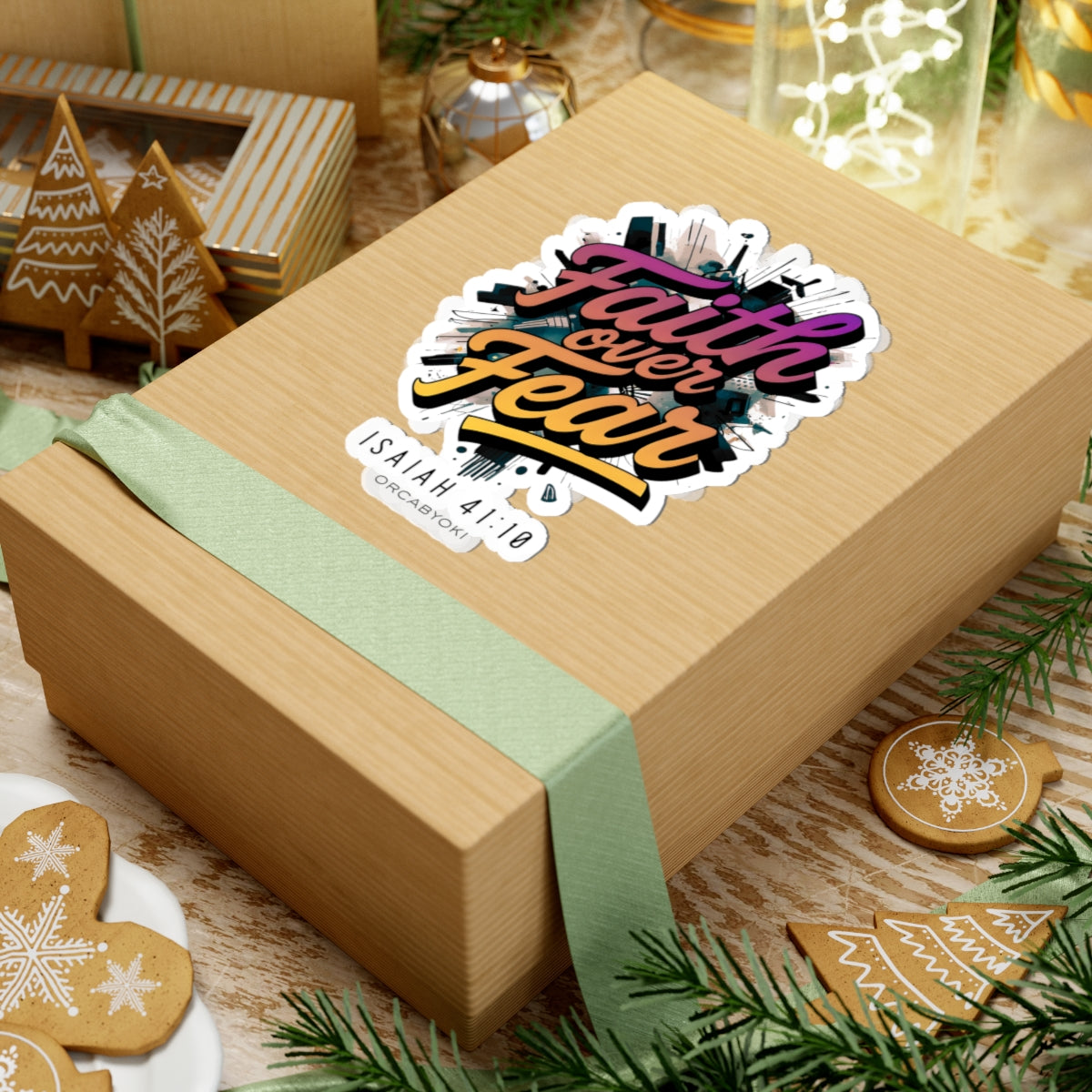 Faith Over Fear Isaiah 41:10 - Inspirational Kiss-Cut Stickers