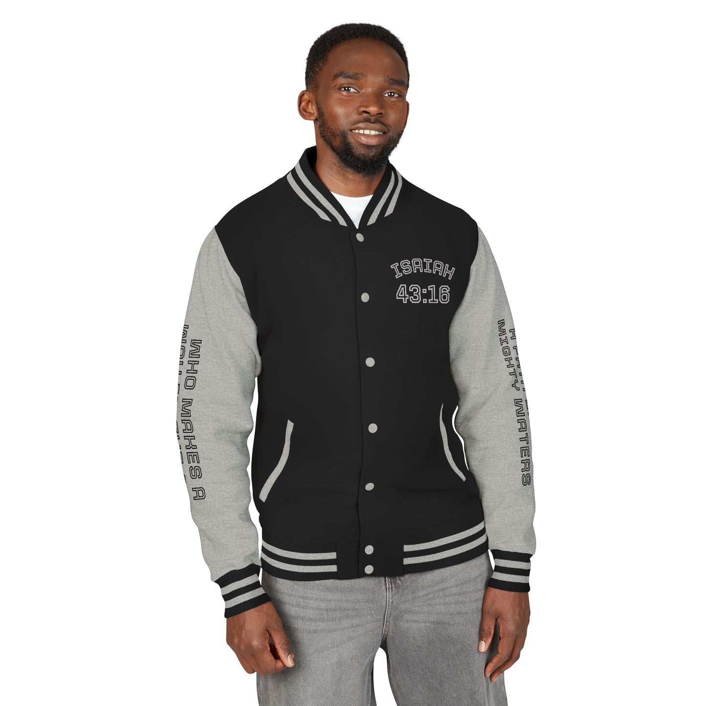 Way Maker Isaiah 43:16 II Letterman Jacket — Vintage Varsity Script