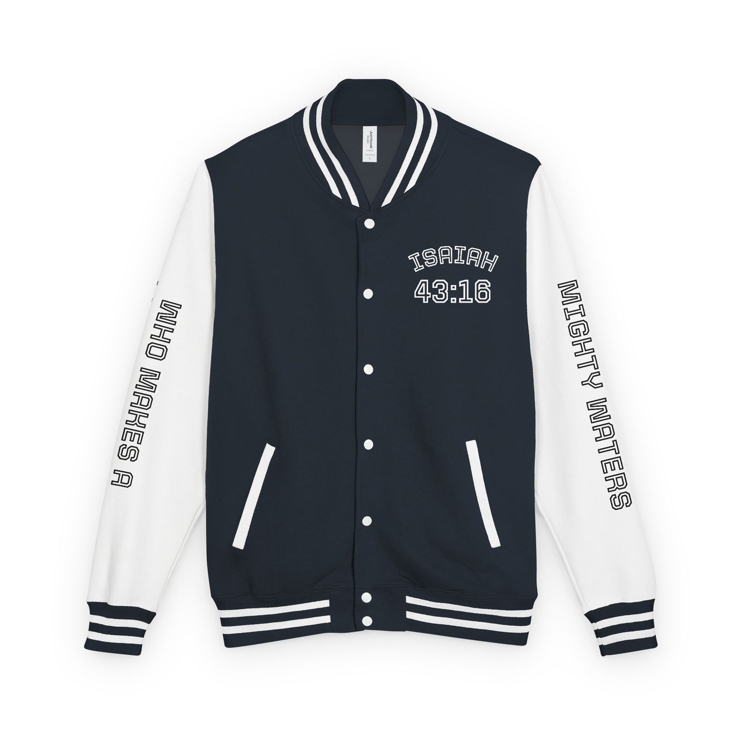 Way Maker Isaiah 43:16 II Letterman Jacket — Vintage Varsity Script