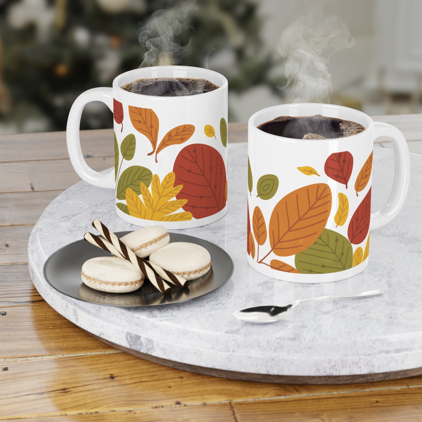 Autumn Leaf Ceramic Mugs - Cozy Coffee Cup for Fall, Nature Lover Gift, Thanksgiving Decor, Seasonal Kitchenware, Rustic Hot Beverage Mug