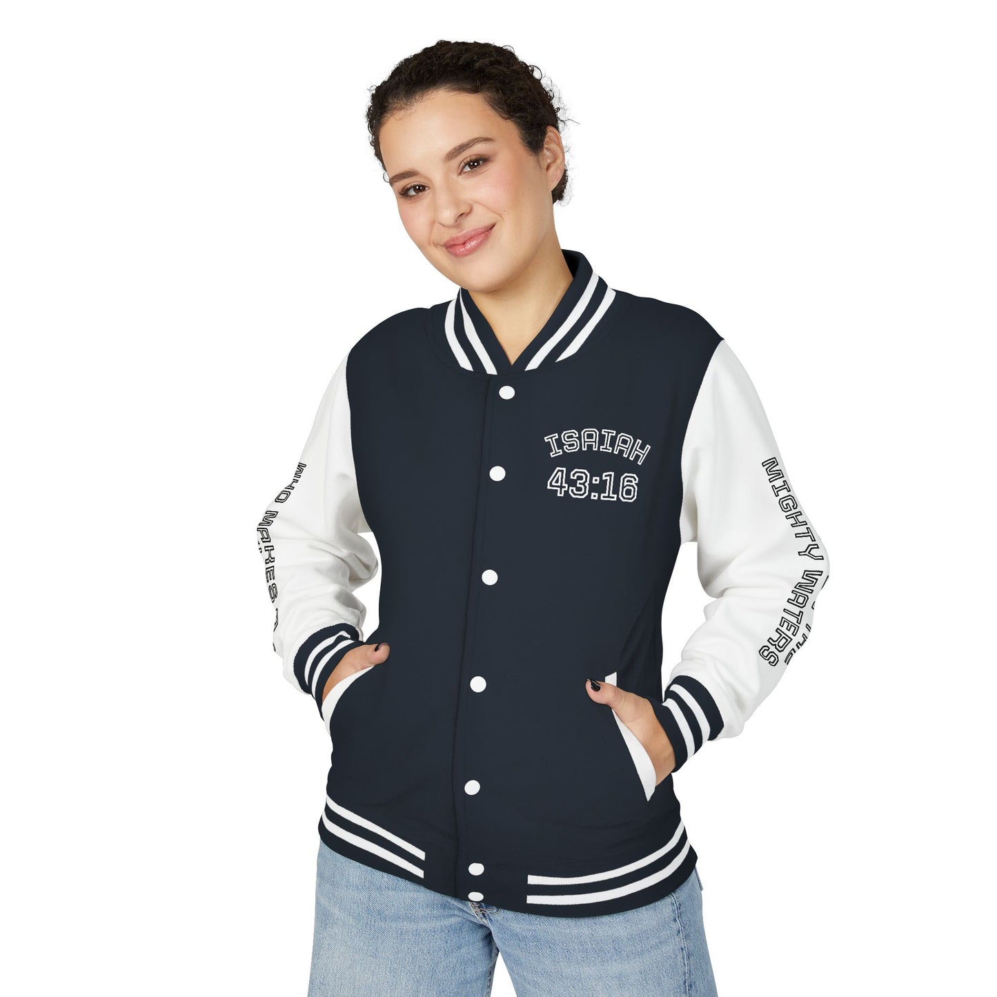 Way Maker Isaiah 43:16 II Letterman Jacket — Vintage Varsity Script