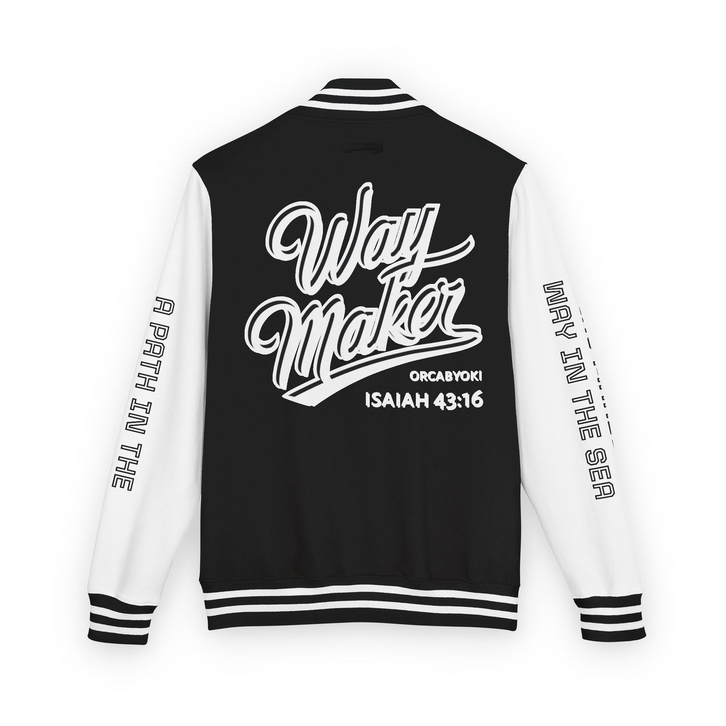 Way Maker Isaiah 43:16 II Letterman Jacket — Vintage Varsity Script