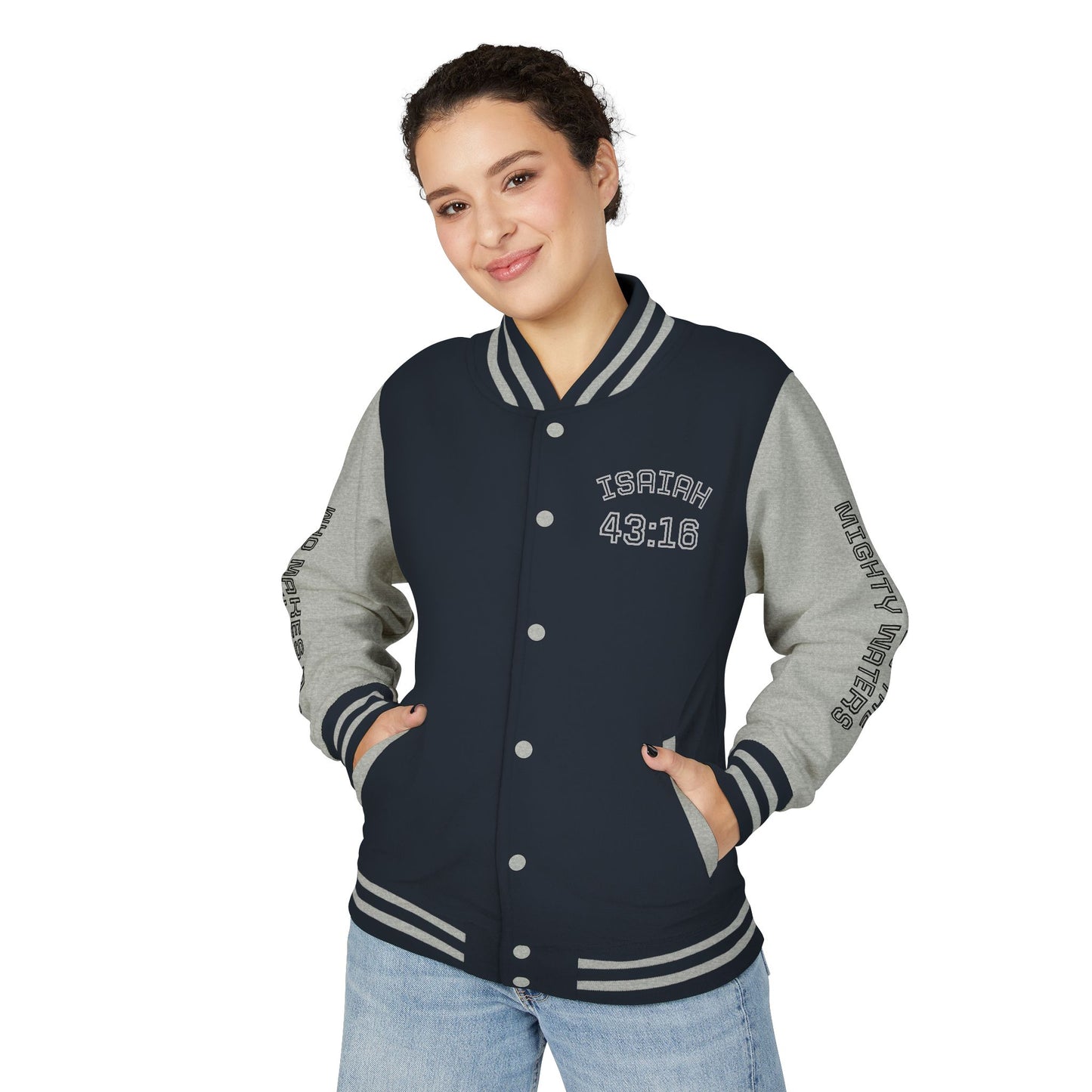 Way Maker Isaiah 43:16 II Letterman Jacket — Vintage Varsity Script