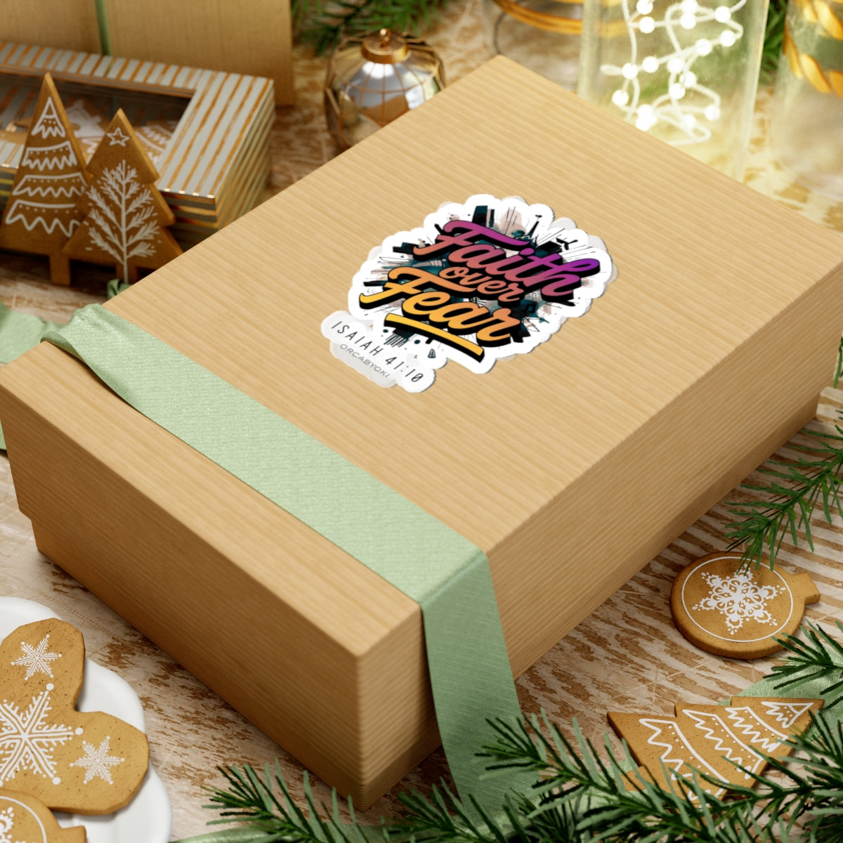 Faith Over Fear Isaiah 41:10 - Inspirational Kiss-Cut Stickers