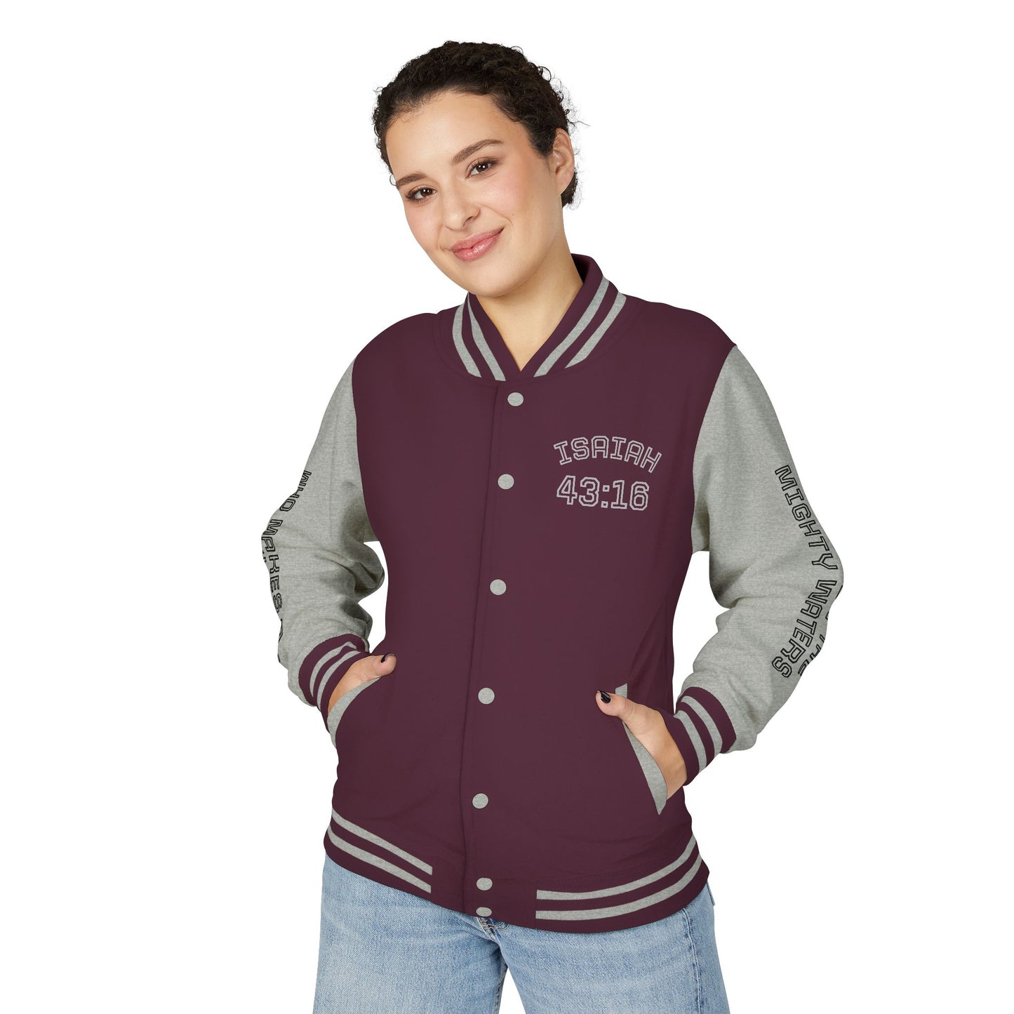Way Maker Isaiah 43:16 II Letterman Jacket — Vintage Varsity Script