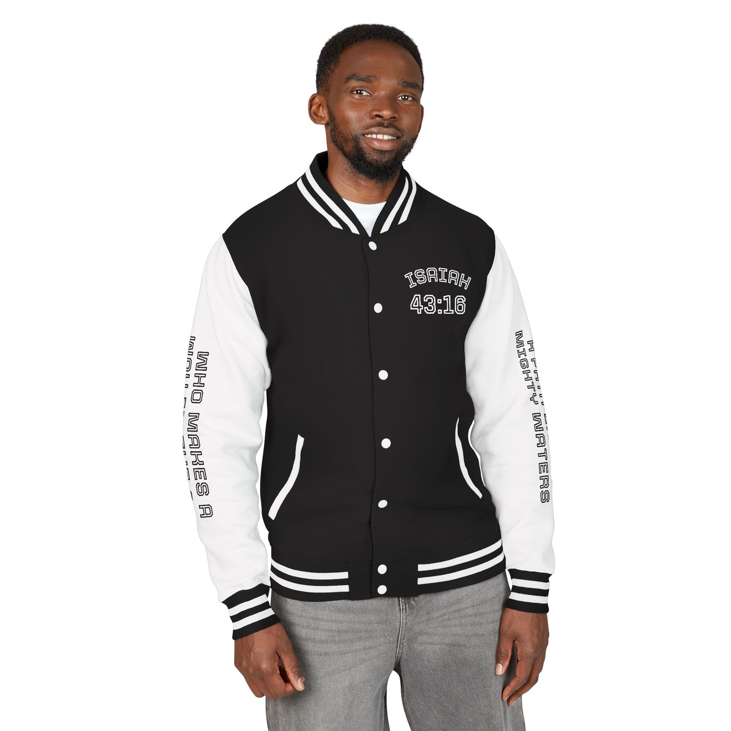 Way Maker Isaiah 43:16 II Letterman Jacket — Vintage Varsity Script